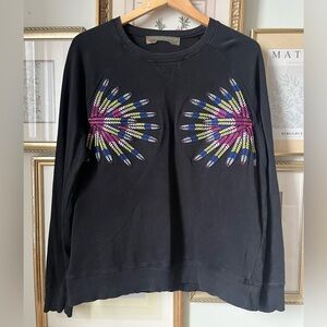Mara Hoffman Black Sweatshirt with Colorful Embroidery